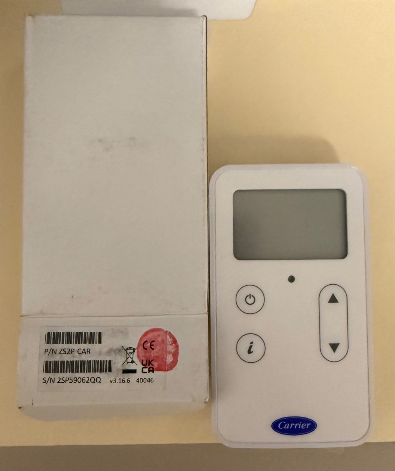 Carrier ZS2 Pro Thermostat Temperature Control Zone Sensor White (ZS2P-CAR)