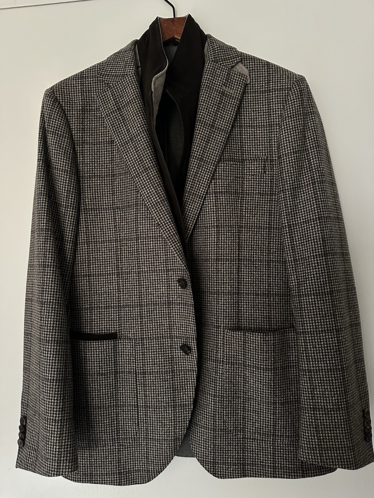 Lubiam Sport Coat Mens 42 R/52R7 Houndstooth Plaid Wool Blazer Jacket Italy Lubiam Sport Coat Mens 42 R/52R7 Houndstooth Plaid Wool Blazer Jacket Italy