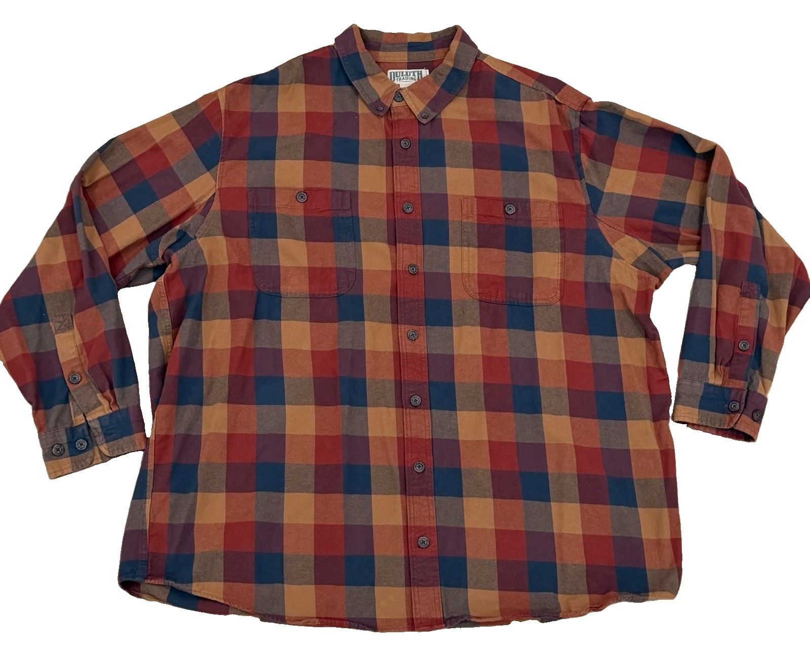 Duluth Trading Co Men’s 3XL Tall Plaid Shirt 100% Cotton Button Down