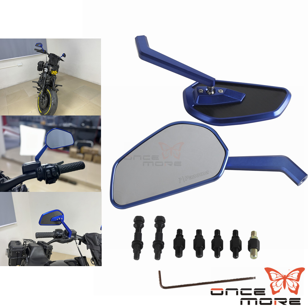 Blue Universal 8mm 10mm Motorcycle Rearview Mirror For Honda Kawasaki Suzuki BMW