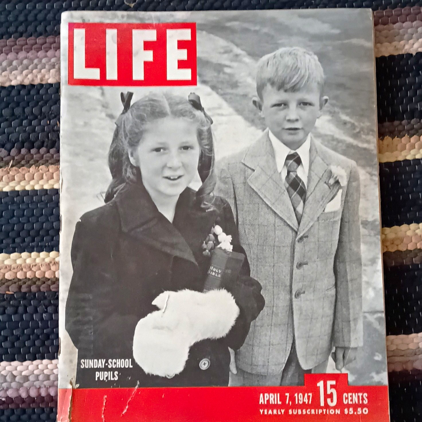 LIFE Magazine April 1947 Issue 14 Illustrated Sunday-School Pupils Cover LIFE Magazine April 1947 Issue 14 Illustrated Sunday-School Pupils Cover