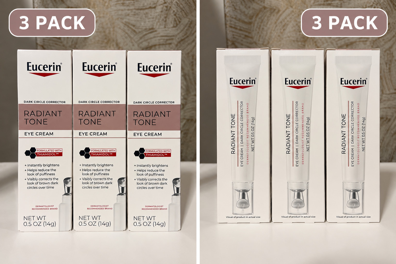 Eucerin Radiant Tone Eye Cream Dark Circle Corrector 0.5 oz 3 Pack New