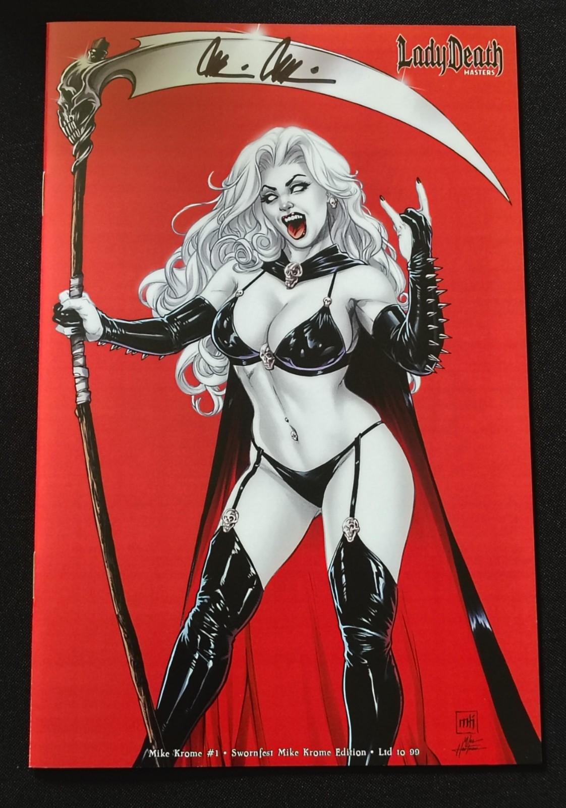 Lady Death Masters Mike Krome #1 Swornfest Edition Book LE 99 Signed + COA Lady Death Masters Mike Krome #1 Swornfest Edition Book LE 99 Signed + COA