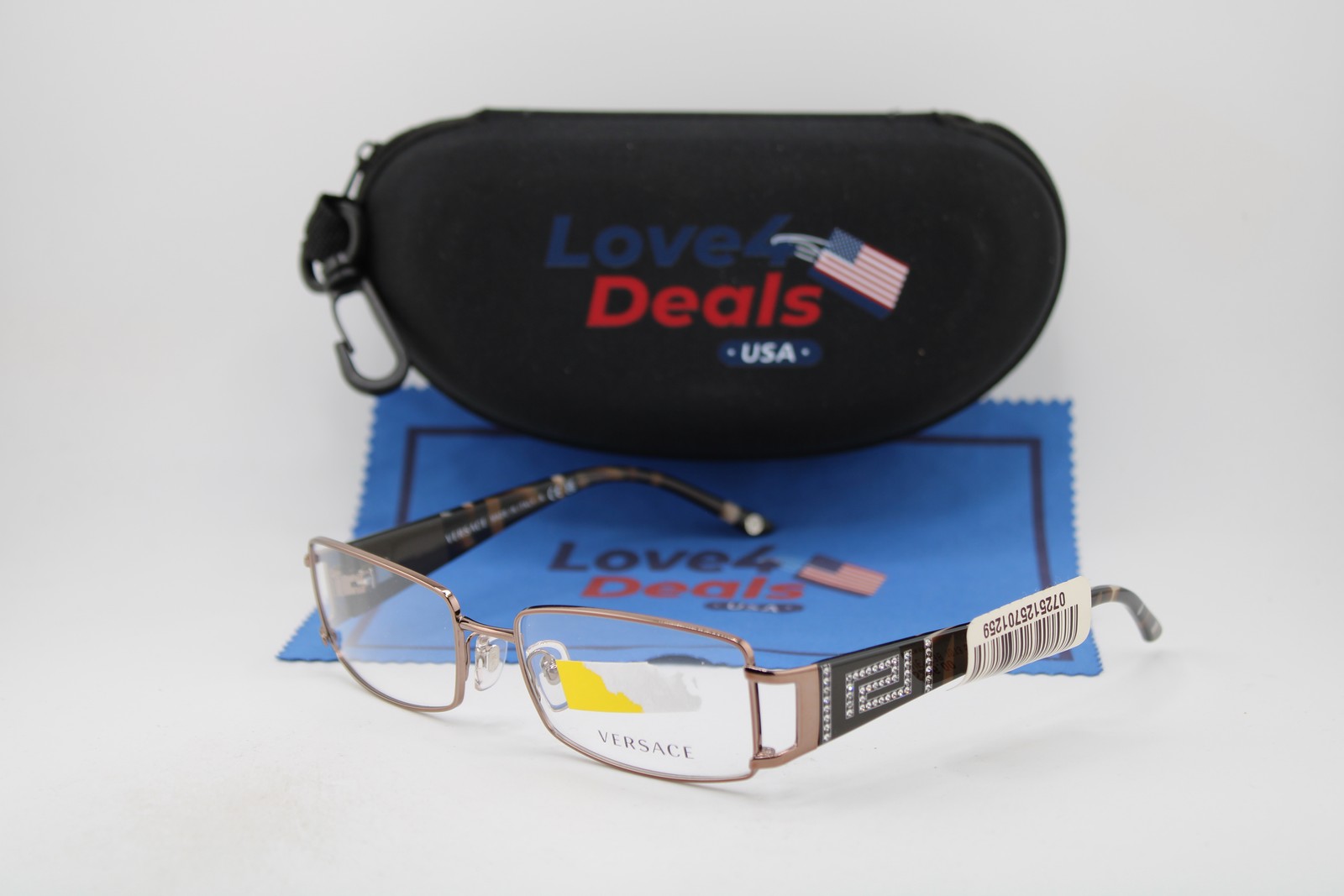 NEW VERSACE MOD. 1163-B 1013 BROWN METAL CRYSTALS AUTHENTIC EYEGLASSES 52-16 NEW VERSACE MOD. 1163-B 1013 BROWN METAL CRYSTALS AUTHENTIC EYEGLASSES 52-16