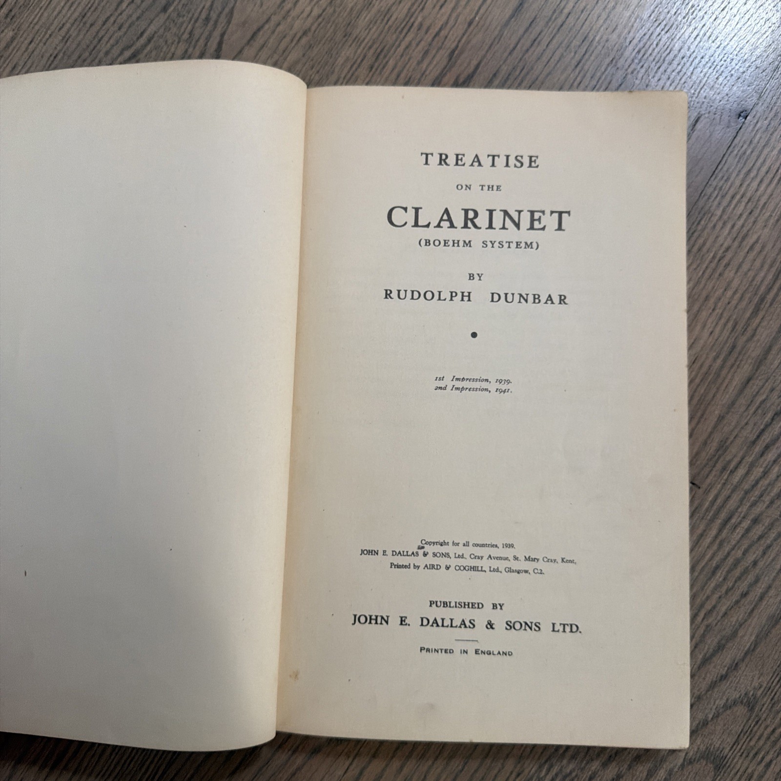 Treatise on The Clarinet Boehm system Rudolph Dunbar - 1941 1st Ed 2nd Print Treatise on The Clarinet Boehm system Rudolph Dunbar - 1941 1st Ed 2nd Print