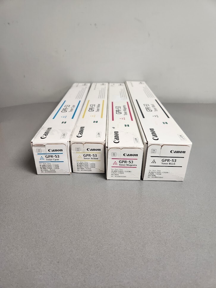 Canon GPR-53 Toner Cartridge Set X4 - K,C,M,Y - IR C3320 C3325 C3330 NEW Genuine Canon GPR-53 Toner Cartridge Set X4 - K,C,M,Y - IR C3320 C3325 C3330 NEW Genuine