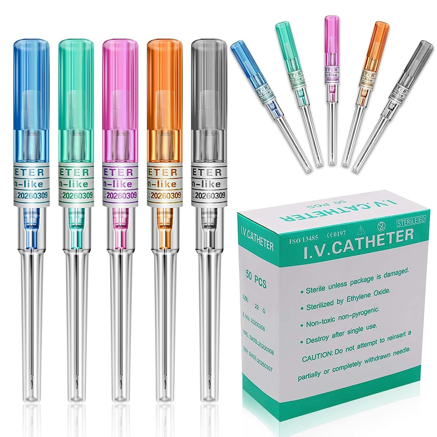 5/10/50 Body Piercing Needles Pro I.V Catheter 14,16,18,20,22G Navel Ear Nose