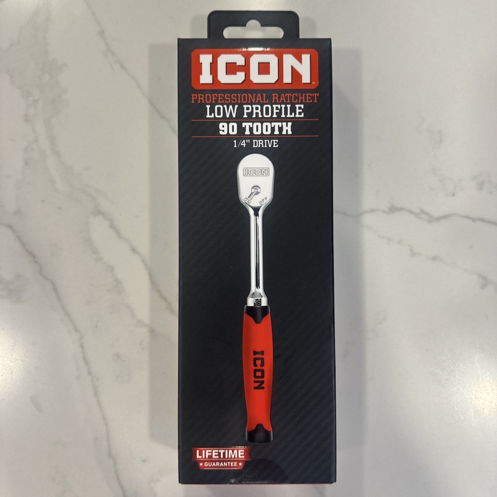 ICON 1/4 In. Drive Professional Low-profile 90-Tooth Ratchet Comfort Grip ICON 1/4 In. Drive Professional Low-profile 90-Tooth Ratchet Comfort Grip