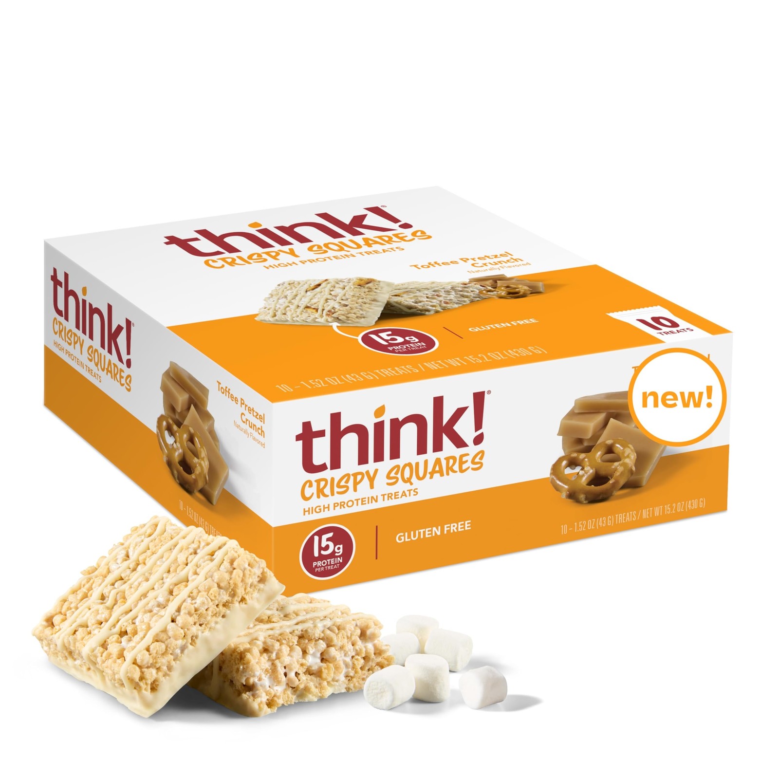 think Crispy Squares High Protein Treat, Toffee Pretzel Crunch, 10 Count think Crispy Squares High Protein Treat, Toffee Pretzel Crunch, 10 Count