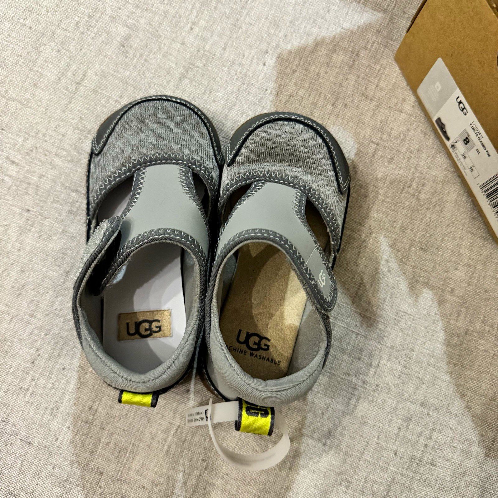 UGG Kids T Delta Closed Toe Sandal Hook & Loop Gray/Brown US 8 EU 25