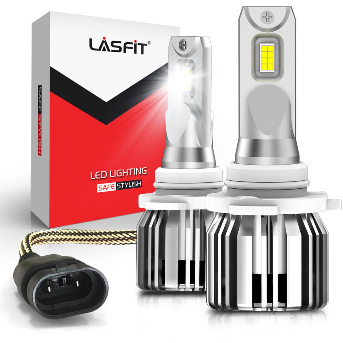 LASFIT 9005 HB3 LED High Beam Headlight Super Bright Bulb Kit White 6000K 5000LM