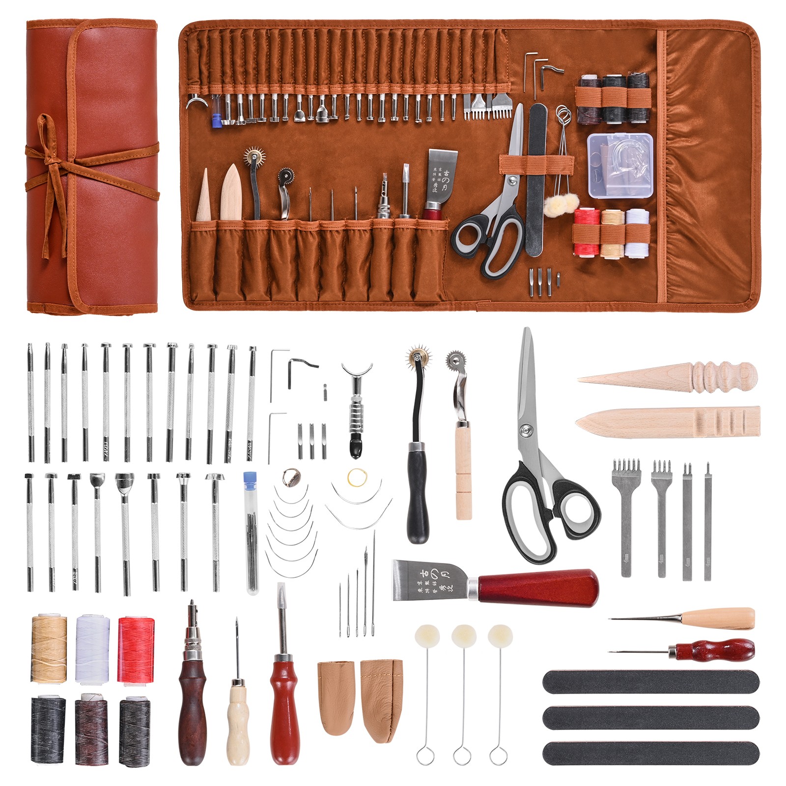 VEVOR Leather Working Tools Kit 72 PCS Engraving Punching Stamping Sewing Tools VEVOR Leather Working Tools Kit 72 PCS Engraving Punching Stamping Sewing Tools