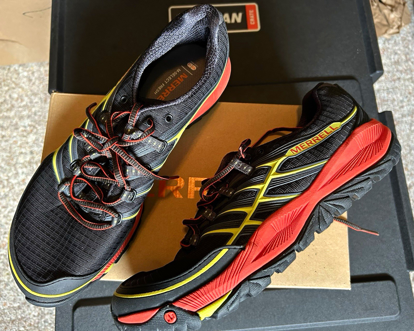 Merrell All Out Rush Men’s Athletic Sneaker Colorblock Lace-Up J06495 Merrell All Out Rush Men’s Athletic Sneaker Colorblock Lace-Up J06495