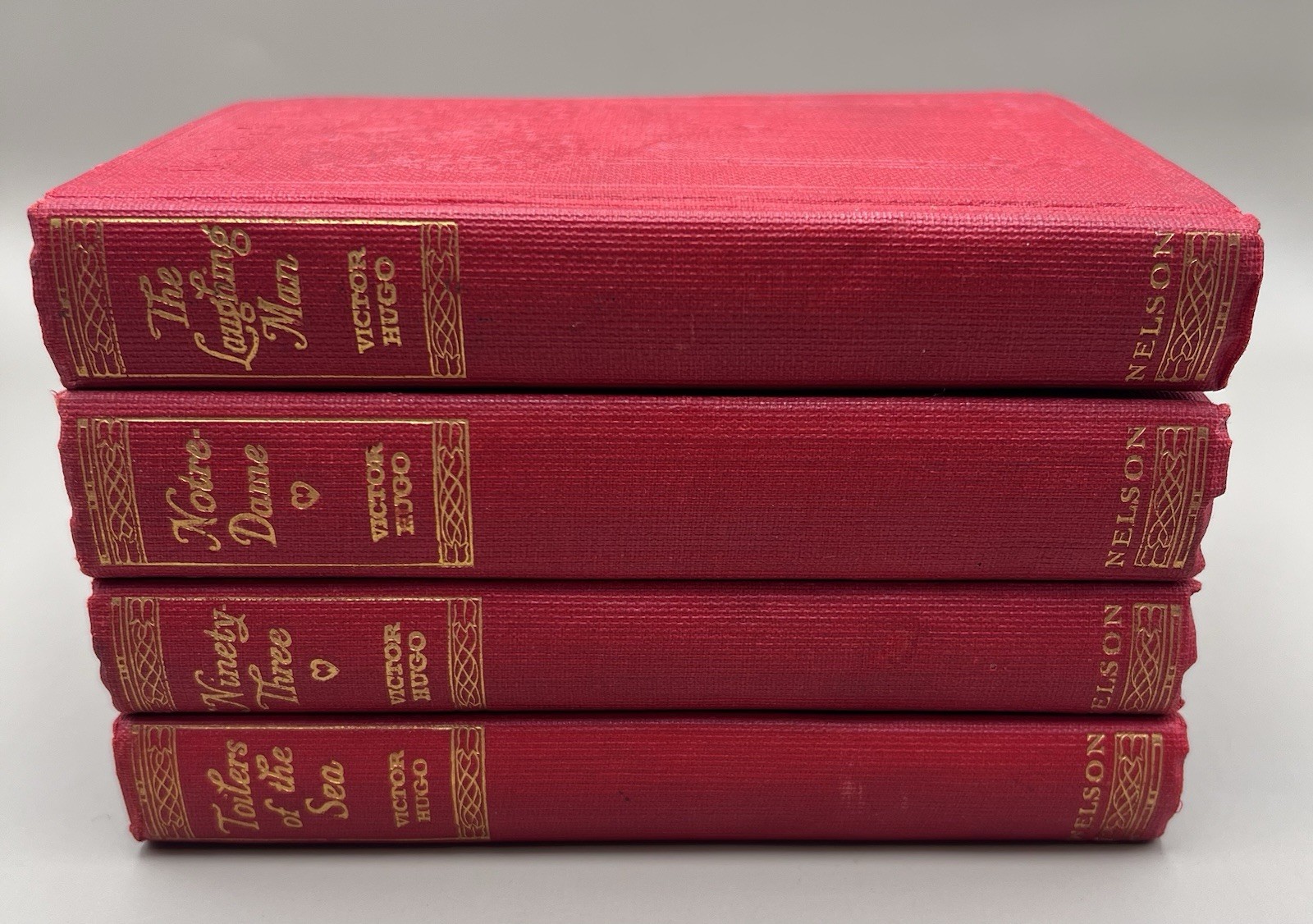 Vintage Victor Hugo Hardcover books - Lot of 4 Nelson and Sons Notre-Dame The La