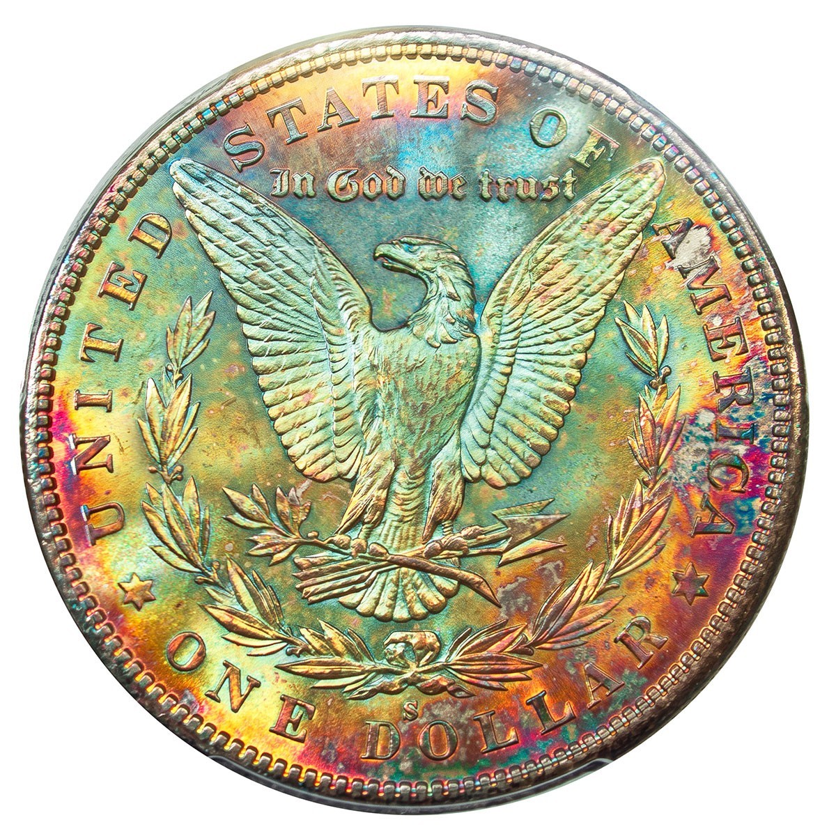 1880-S NGC MS63 MORGAN $ - VIBRANT COLORFUL- RAINBOW TONED (VIDEO)