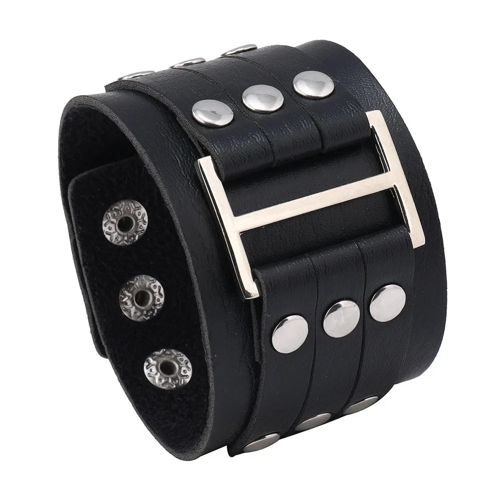 4PCS Men's Punk Leather Bracelet Set Braided Cuff Wristband Rock Bangle Gift USA