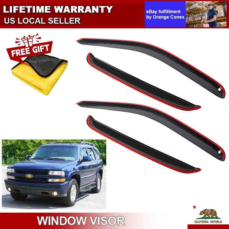 4Pcs Smoke Tape-on Window Visor Rain Guard For 2000-2006 Chevy Tahoe GMC Yukon