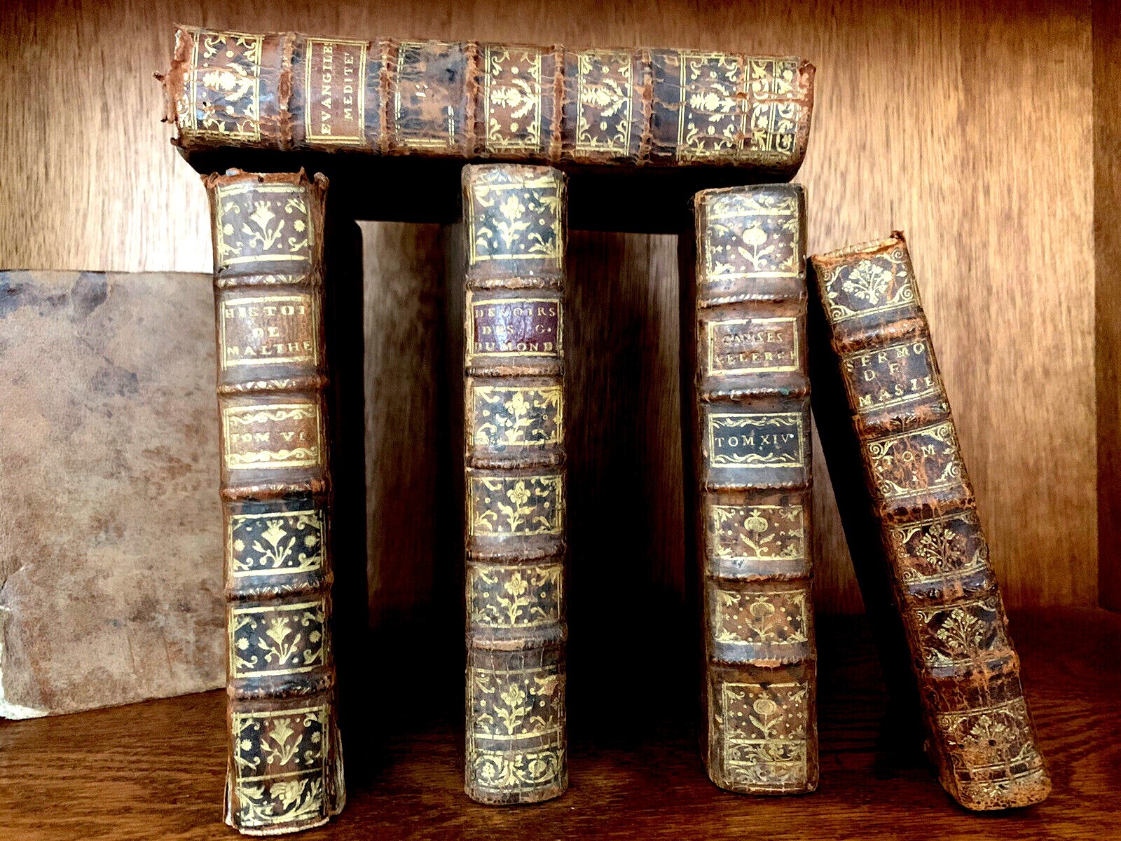 OLD BOOK Leather Antique Binding from 1700s - Literature, History, Religion Etc OLD BOOK Leather Antique Binding from 1700s - Literature, History, Religion Etc