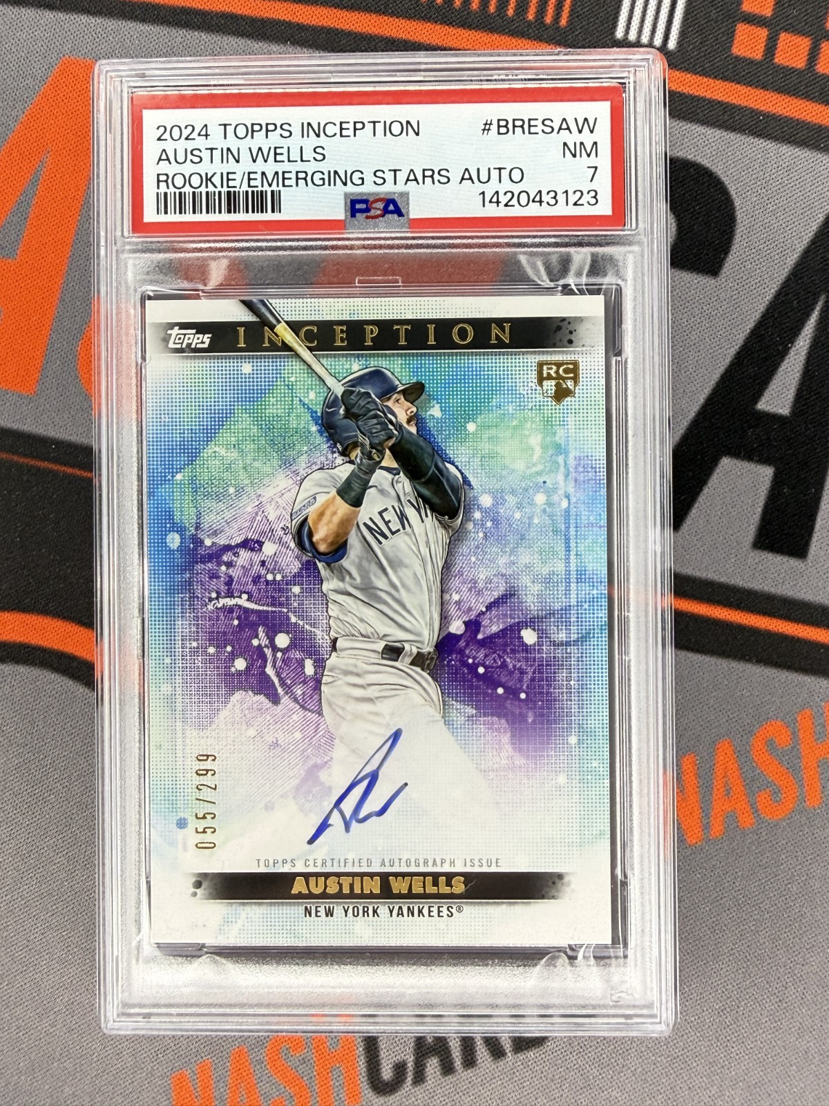 2024 Topps Inception Rookie Emerging Star Auto Austin Wells RC /299 ML78 PSA 7 2024 Topps Inception Rookie Emerging Star Auto Austin Wells RC /299 ML78 PSA 7