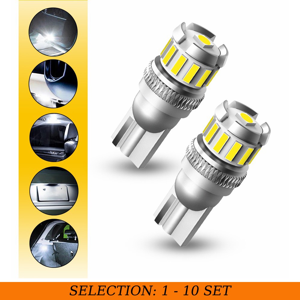 2-20X T10 LED Bulbs 6500K White 194 W5W Parking Side Marker License Plate Light