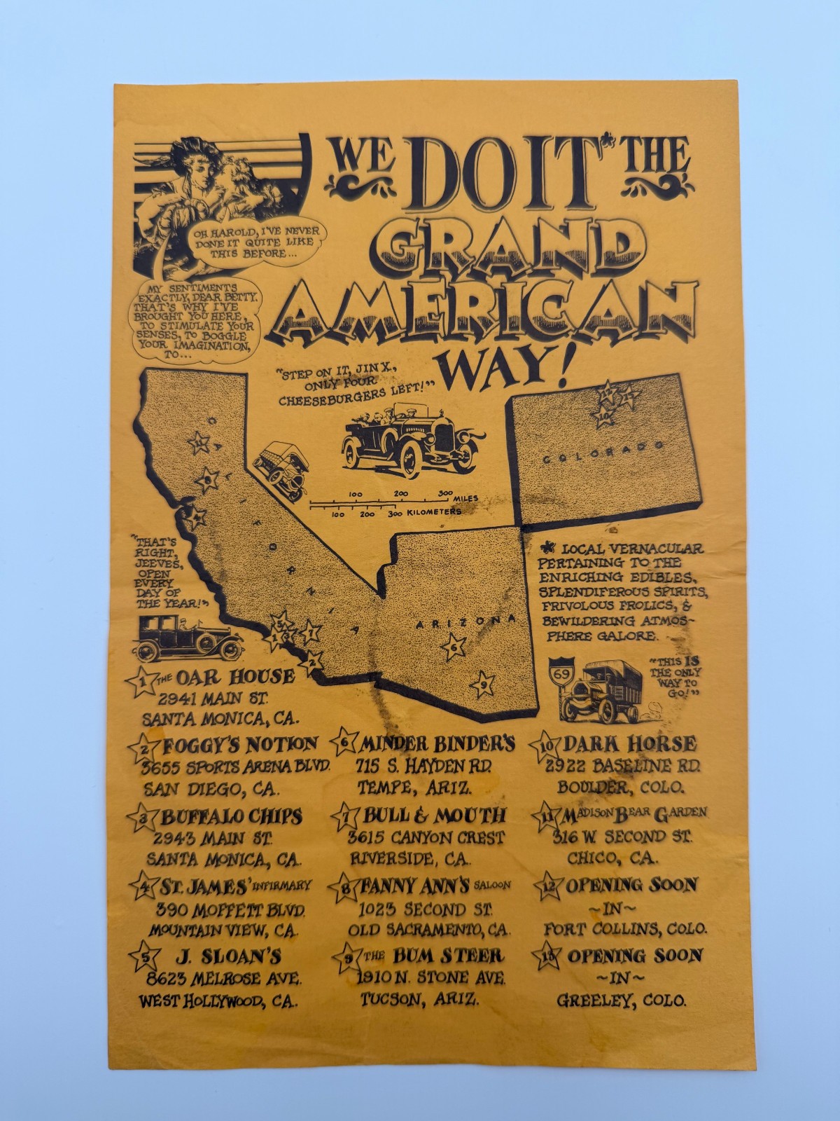 Vintage We Do It The Grand American Way Multi-Location Promo Placemat Menu Vintage We Do It The Grand American Way Multi-Location Promo Placemat Menu