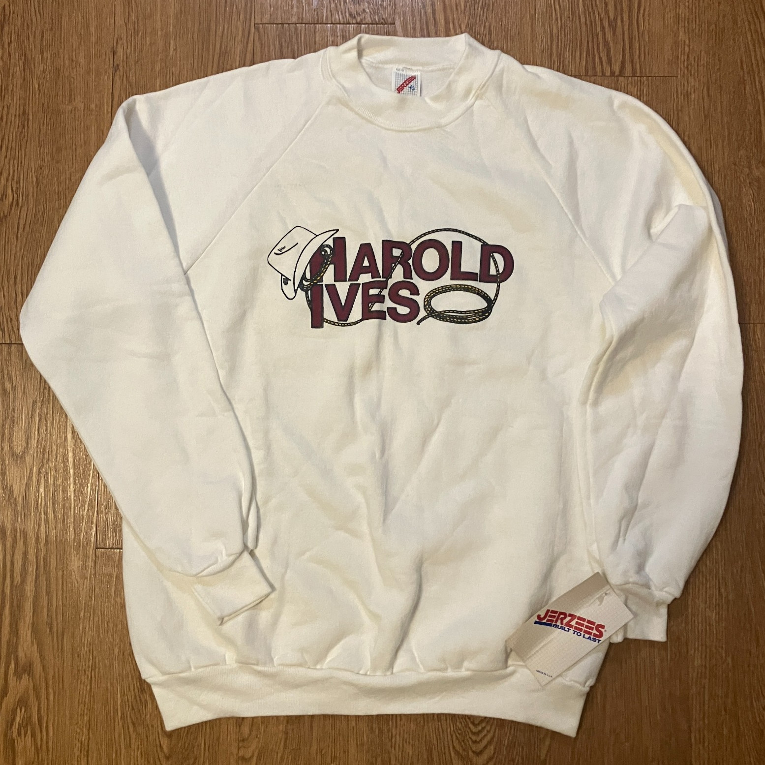 NWT Vtg 90s Jerzees Harold Ives Trucking Crewneck Sweatshirt XL Cowboy Hat USA