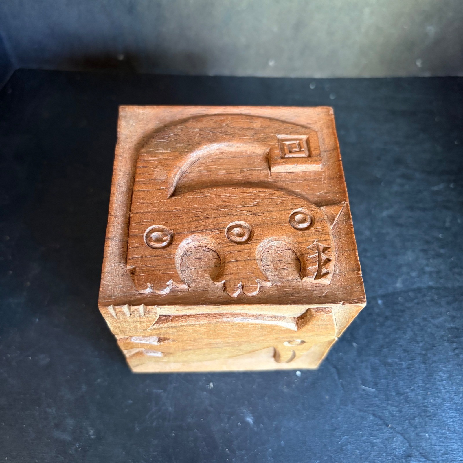 Vintage Hand Carved Solid Wood Block Folk Art Tribal Animal Figures 3 Inch MCM