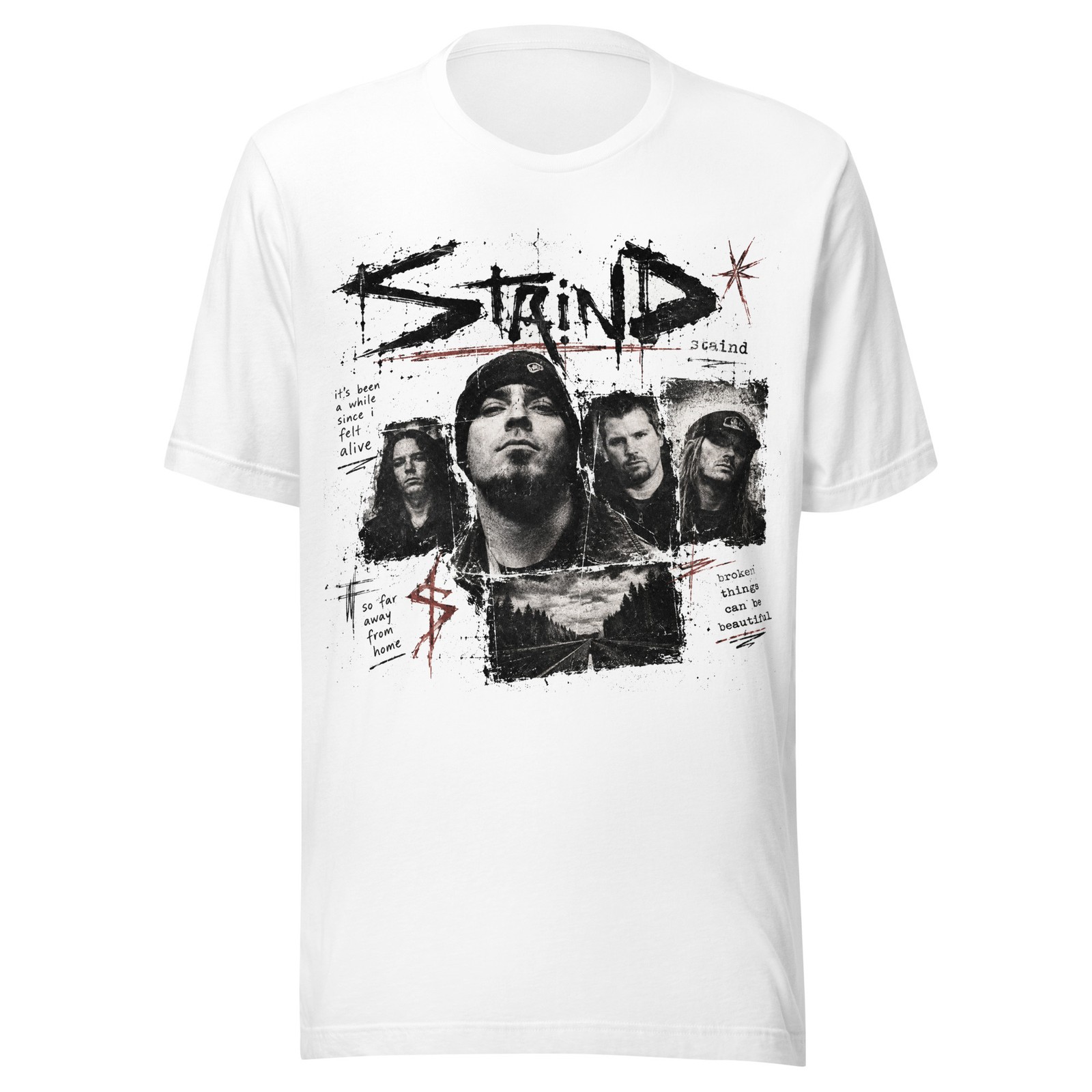 Staind Graphic T-Shirt VTG 90s Style Grunge Tee Alternative Rock Merch White Staind Graphic T-Shirt VTG 90s Style Grunge Tee Alternative Rock Merch White
