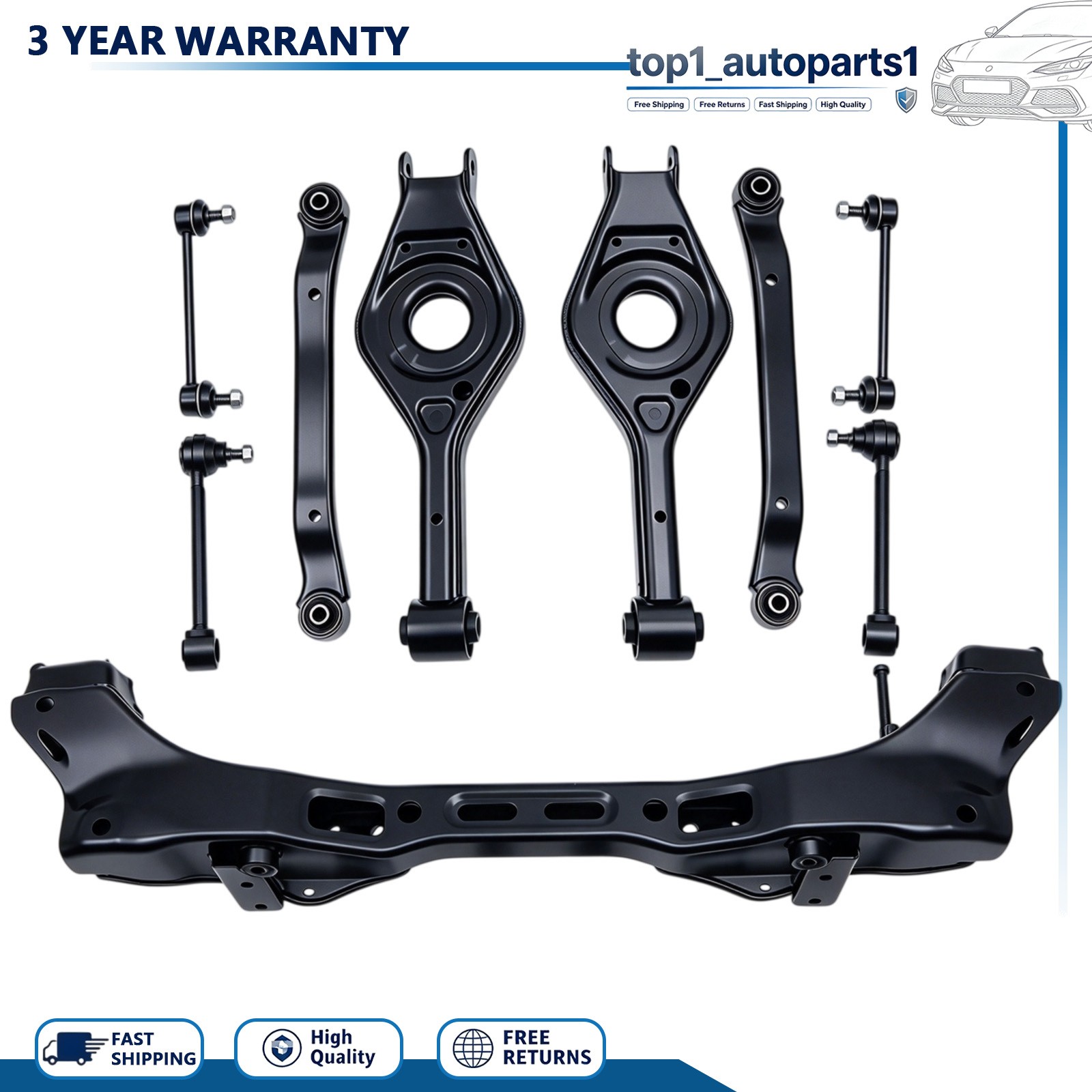 9Pcs For 2007-2012 Hyundai Elantra New Rear Suspension Subframe Crossmember Kit