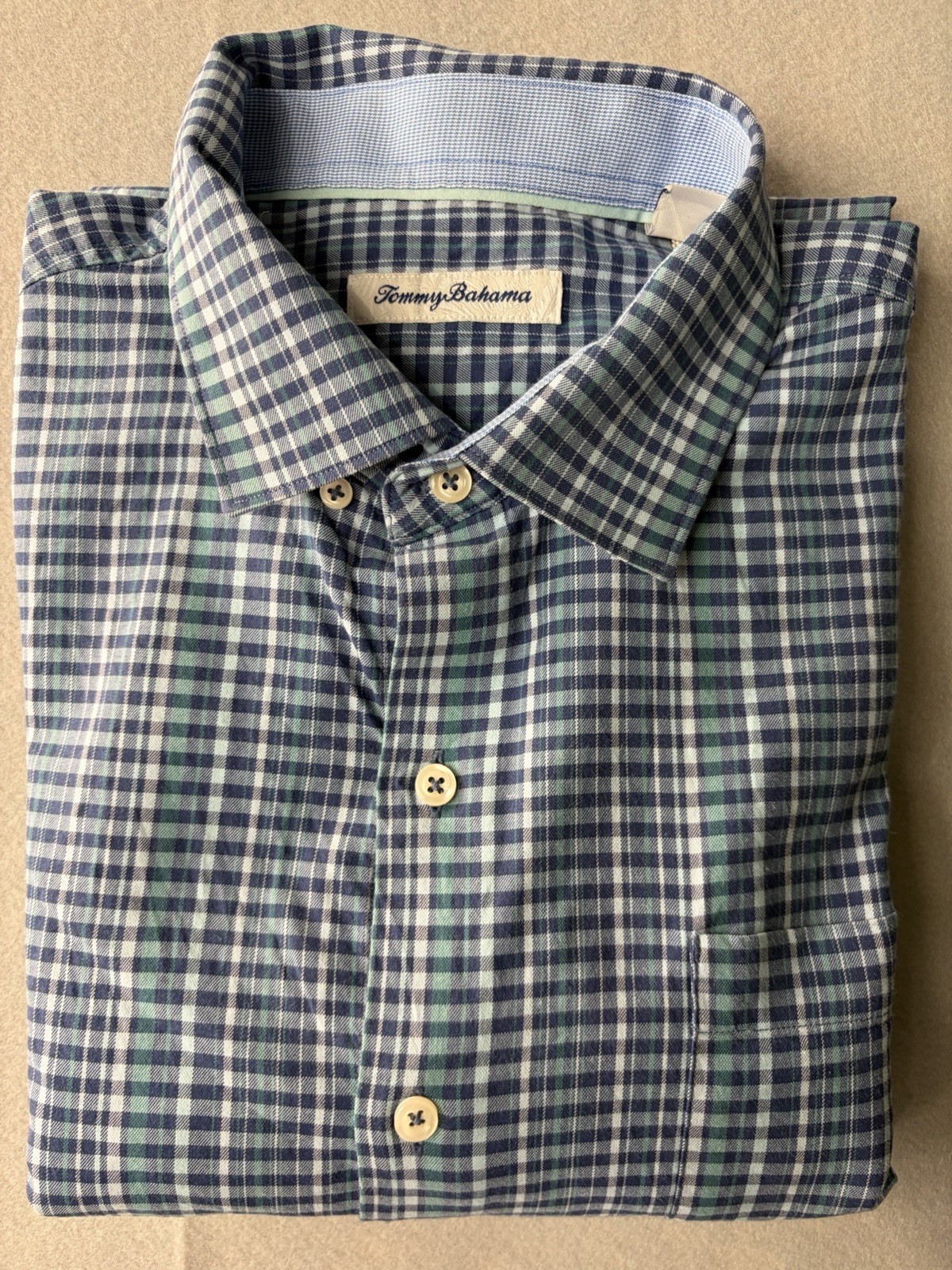 Tommy Bahama Men’s L Regular Cotton Woven Plaid Button-Down Long Sleeve Shirt Tommy Bahama Men’s L Regular Cotton Woven Plaid Button-Down Long Sleeve Shirt