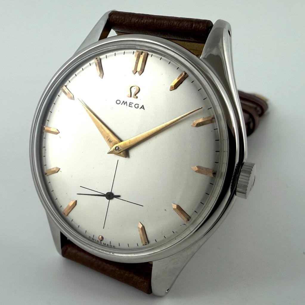 SWISS 38MM OVERSIZED OMEGA 2505 FROM 1953 MANUAL WIND ST STEEL GENTS WATCH