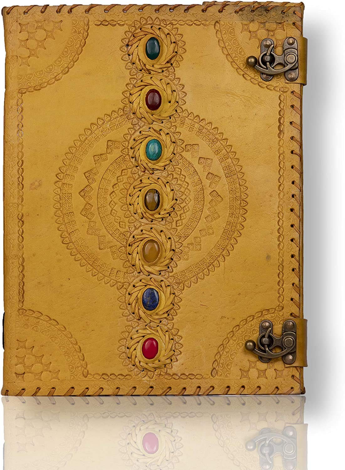 TUZECH Seven Chakra Medieval Stone Embossed Handmade Jumbo Leather Journal TUZECH Seven Chakra Medieval Stone Embossed Handmade Jumbo Leather Journal