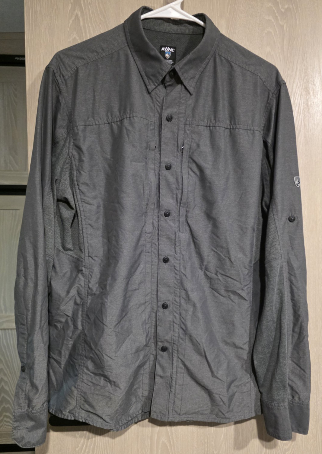 KUHL Battle Born Button Down Shirt Men\'s L Lightweight Dark Gray Long Sleeve KUHL Battle Born Button Down Shirt Men\'s L Lightweight Dark Gray Long Sleeve