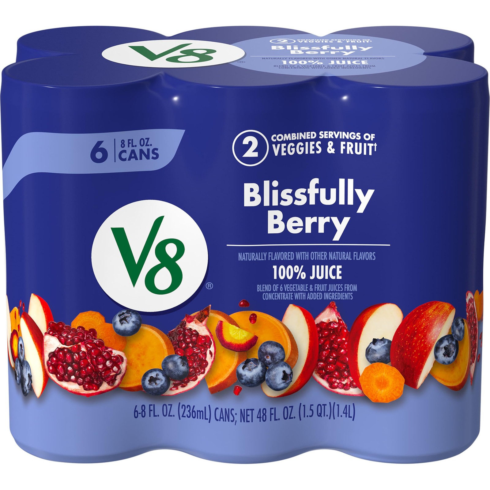 V8 Blissfully Berry 100% Fruit and Vegetable Juice, 8 fl 8 Fl Oz (Pack of 6) V8 Blissfully Berry 100% Fruit and Vegetable Juice, 8 fl 8 Fl Oz (Pack of 6)
