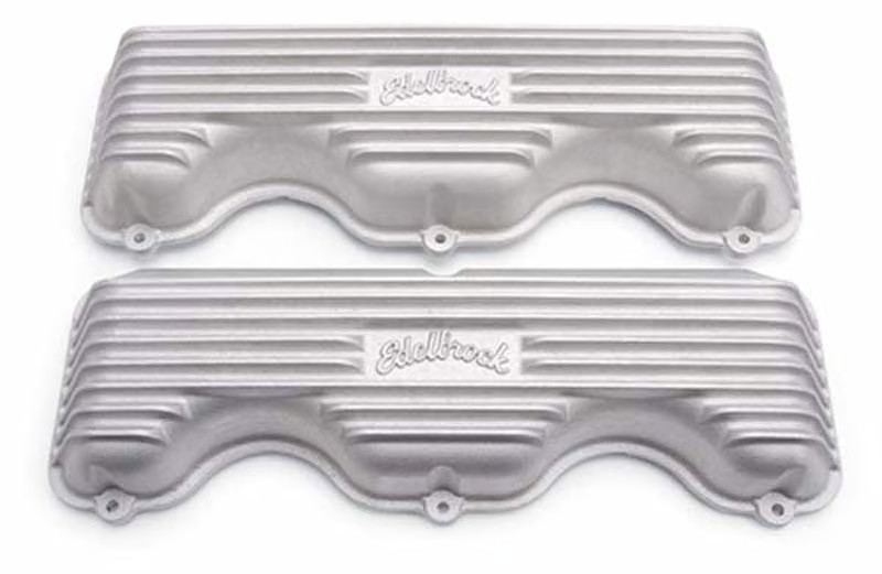 Edelbrock 41409 Classic Series Finned Aluminum Valve Covers Satin