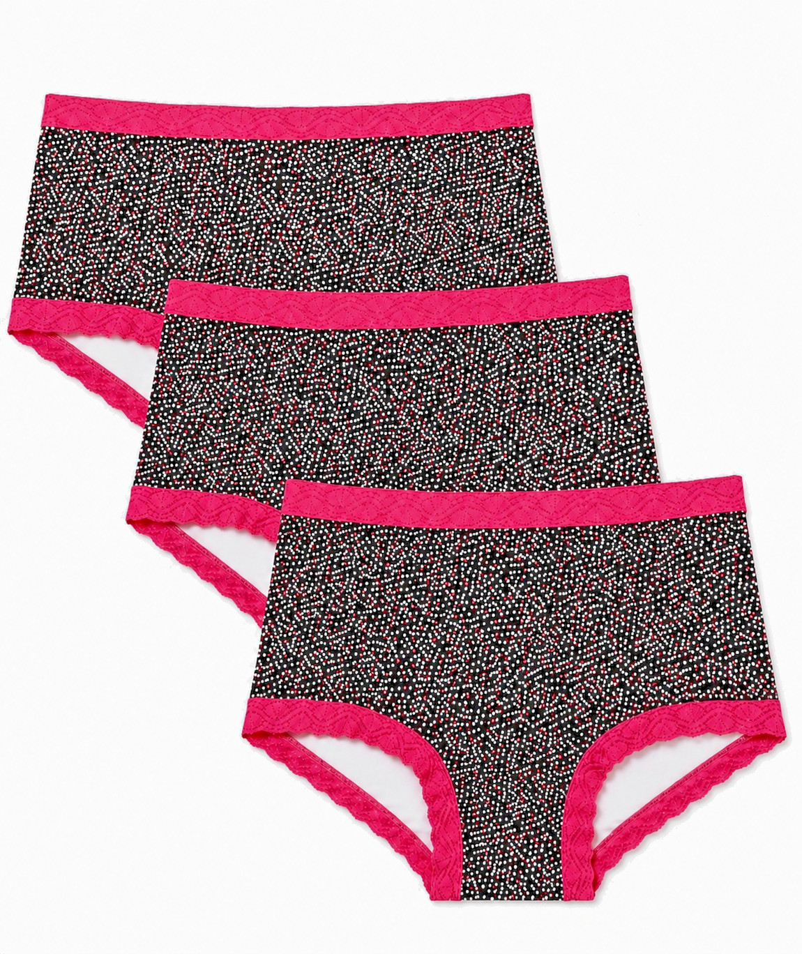 Maidenform Women\'s 3 Pack Boyshort with Lace 40760 Strawberry Dot