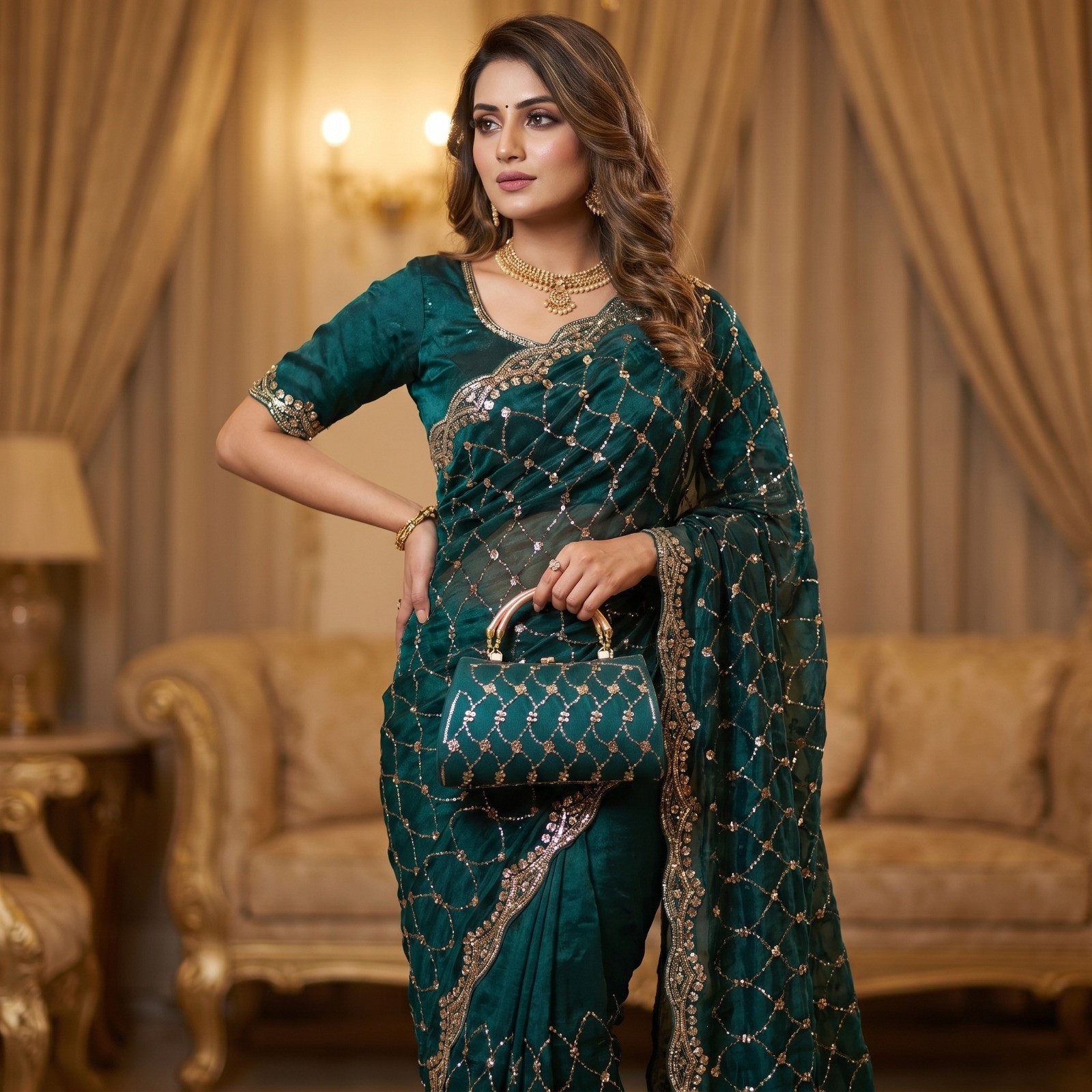 Indian Bollywood Designer Sari Wedding Party Wear Blouse Pakistani Ethnic Saree