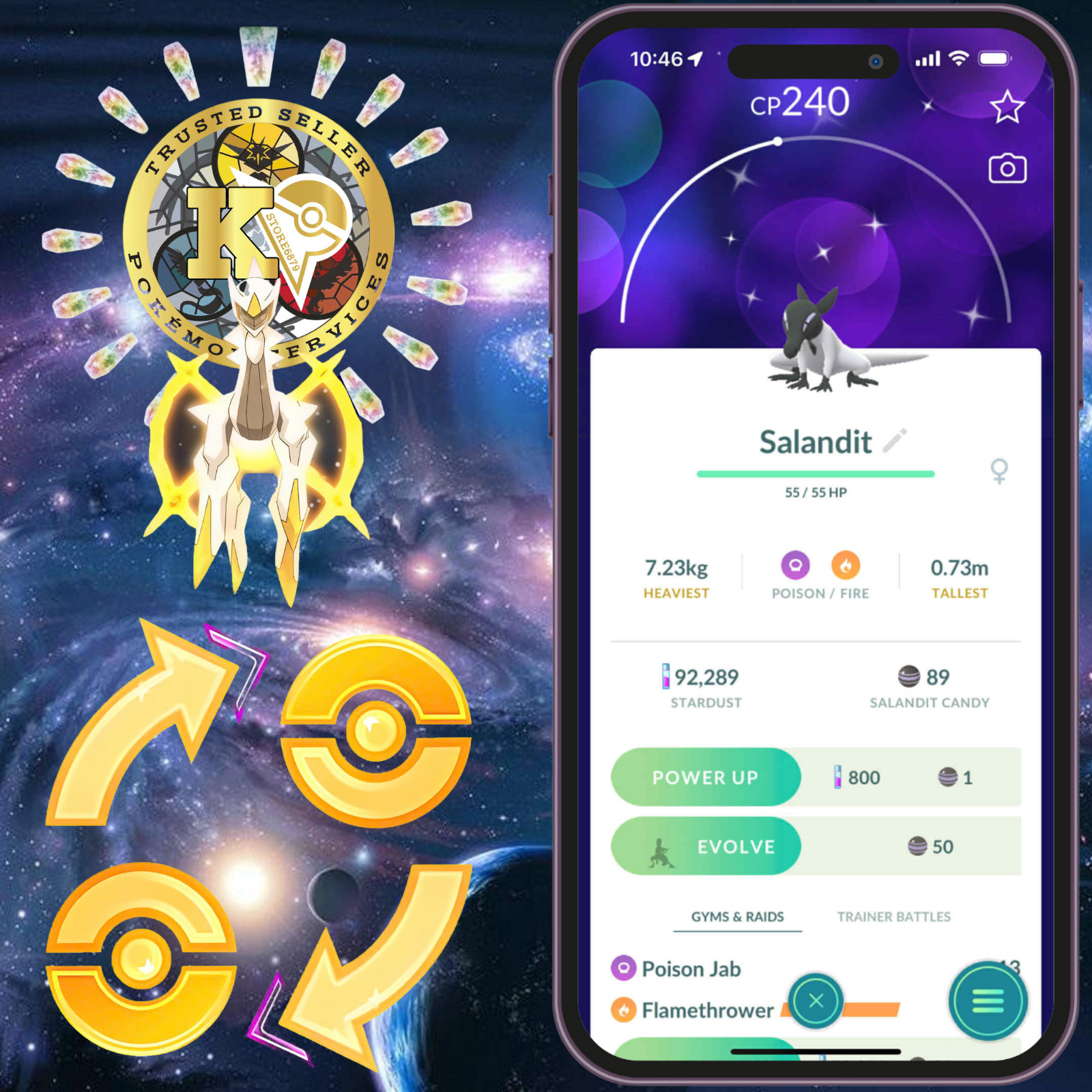 P.T.CentraI—TRADE GO — Shiny Salandit (Female)—Caught in the WILD—Digital
