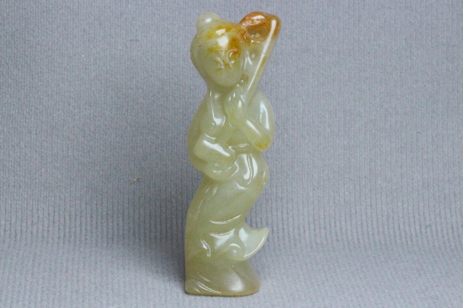 Chinese Antique Old Natural Jade Hand-Carved Beauty Statues