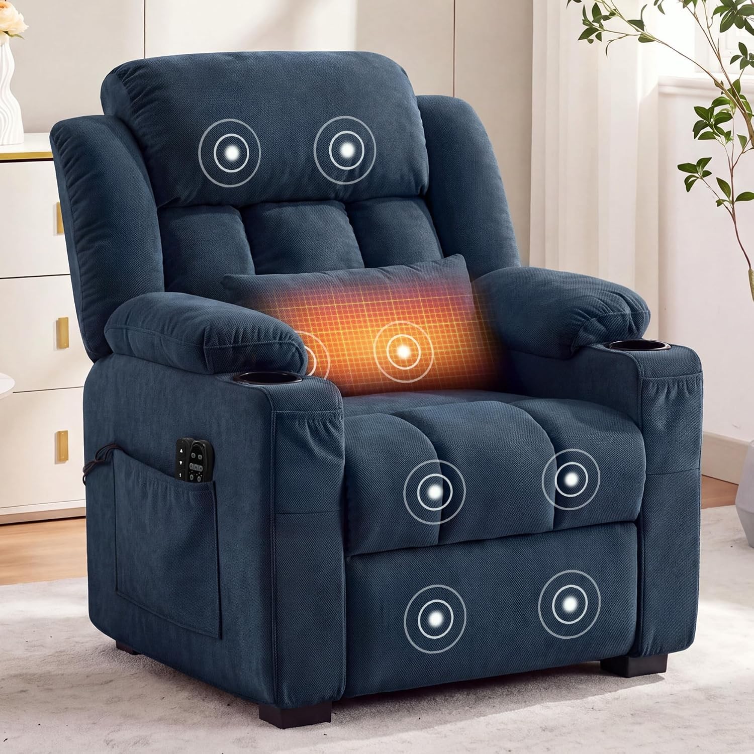 Electric Reclining Chair Oversized Power Recliner Chair with Heat &Massage Adult
