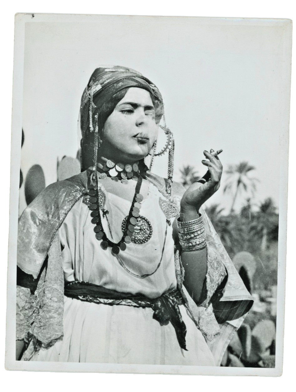 Vintage Cherry Kearton Photo: Algerian Ouled Nail Dancer Smoking Touggourt c1920