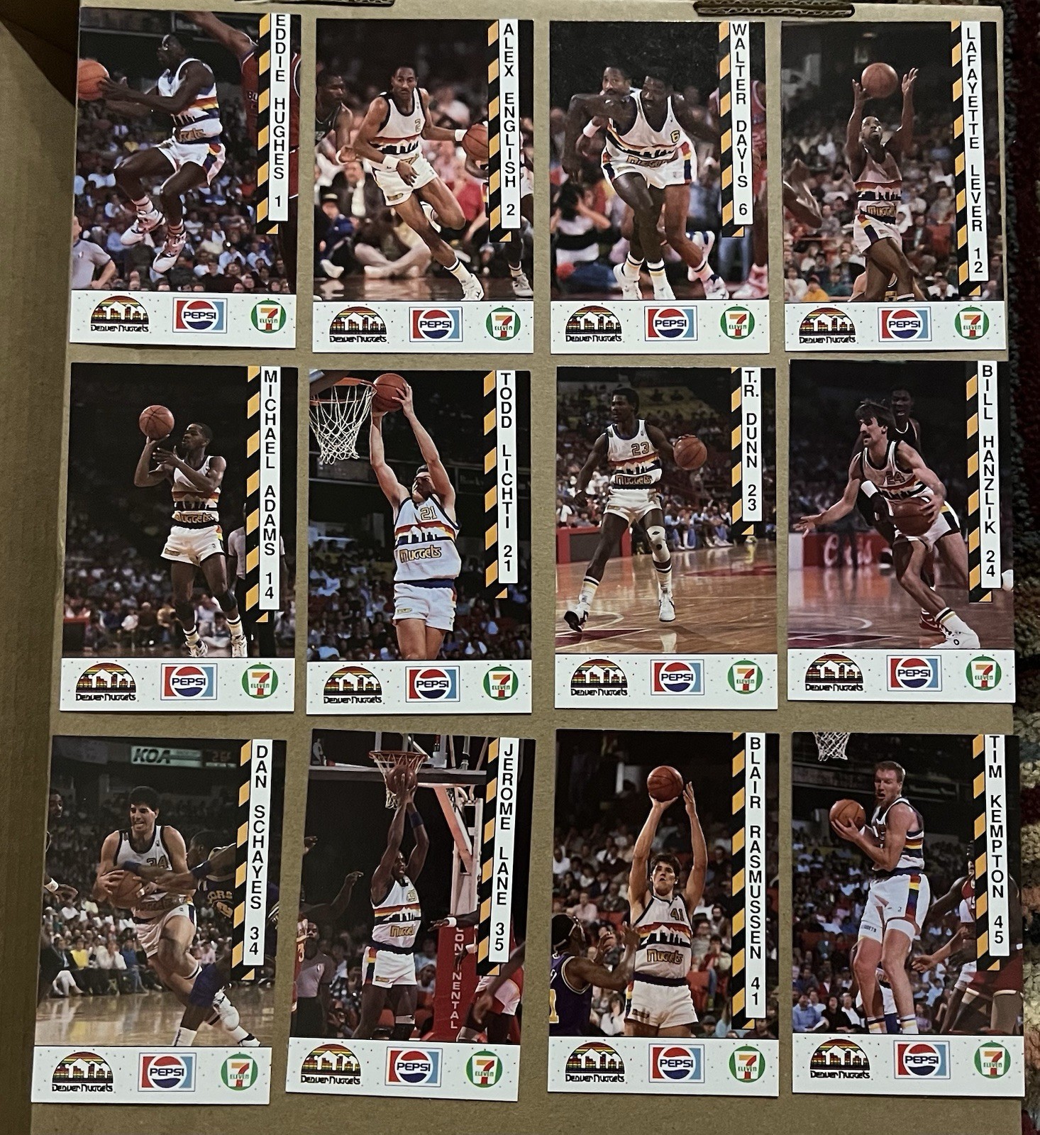 1989-90 Denver Nuggets Children’s Hospital Pepsi 7 Eleven 12 Card Set