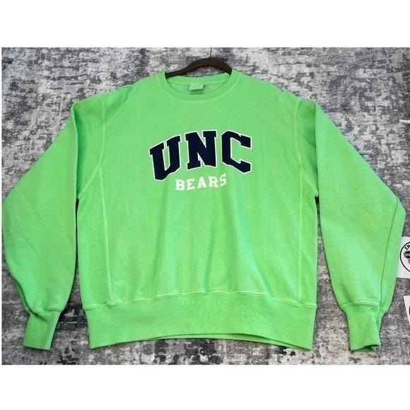 Vtg Champion UNC Bears Reverse Weave Crewneck Sweatshirt Neon Large Pullover