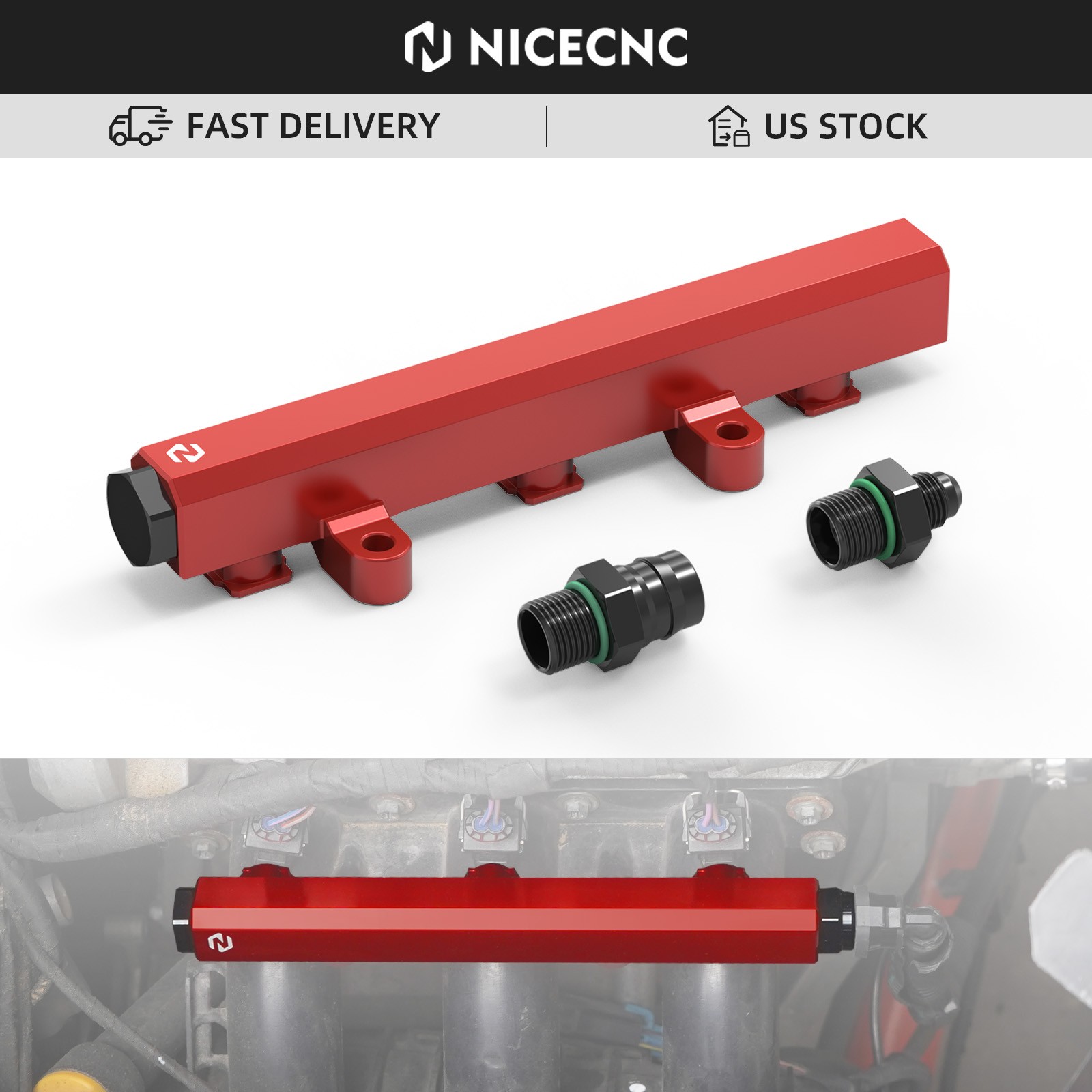 NICECNC Billet Aluminum Intake Fuel Injector Rail For Can-Am Maverick X3 2017-23