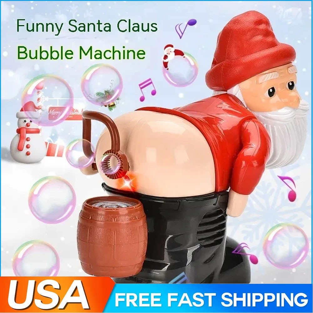 Santa Claus Bubble Maker Toy Funny Automatic Fart Bubble Machine w/ Light Music