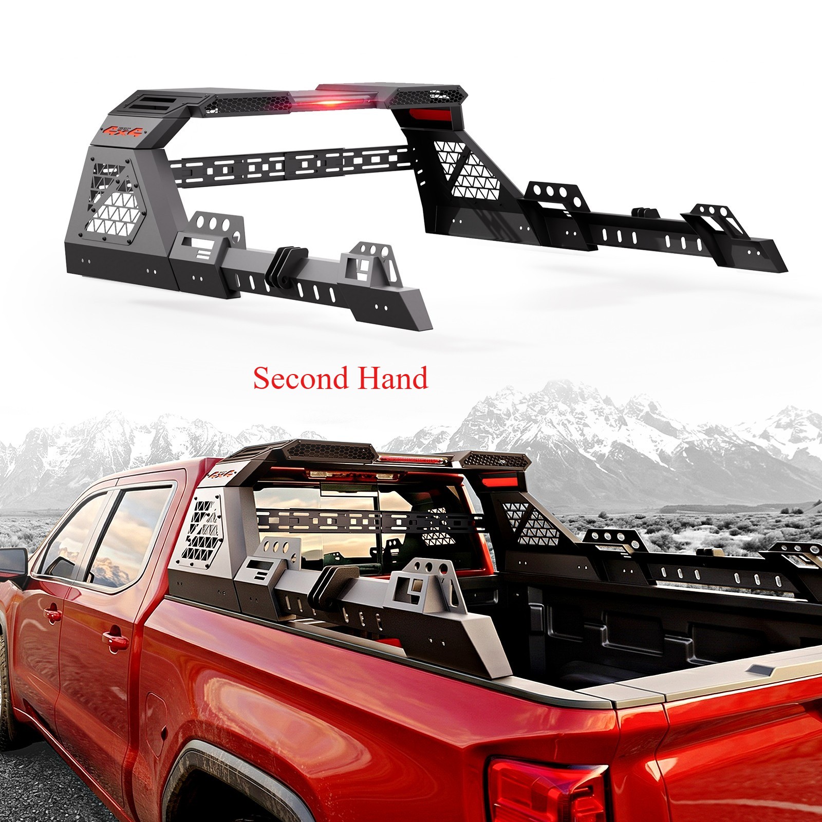Adjustable Truck Bed Roll Bar Chase Rack w/ LED For F150 Silverado Ram Tacoma Adjustable Truck Bed Roll Bar Chase Rack w/ LED For F150 Silverado Ram Tacoma