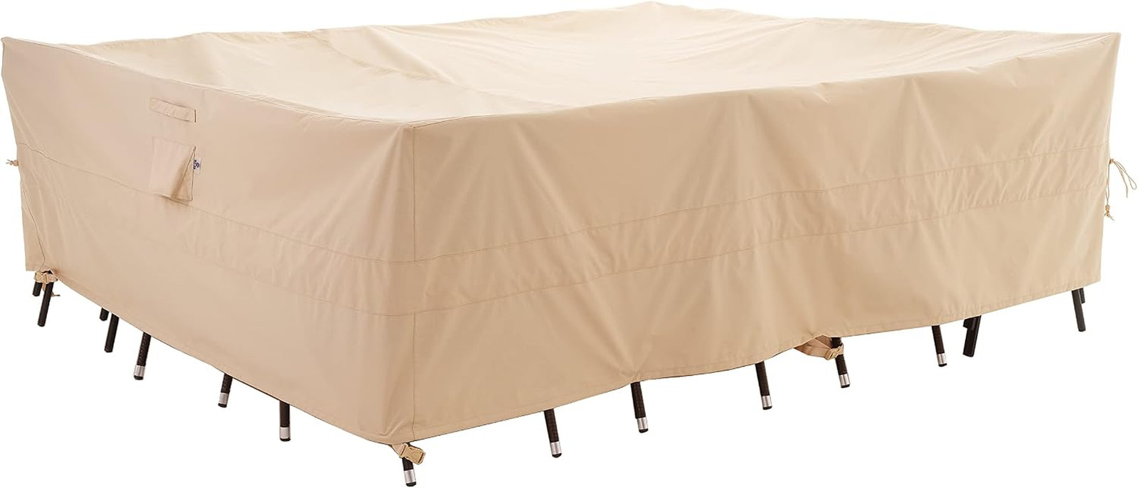 Large Rectangular Beige Patio Table Cover, 136X88X36In Large Rectangular Beige Patio Table Cover, 136X88X36In