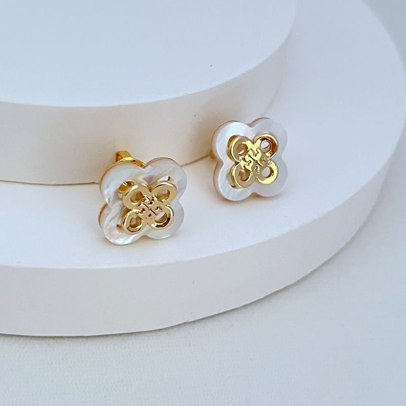 New Tory Burch KIRA CLOVER STACKED STUD Classic Simple Lady Earrings with Pouch