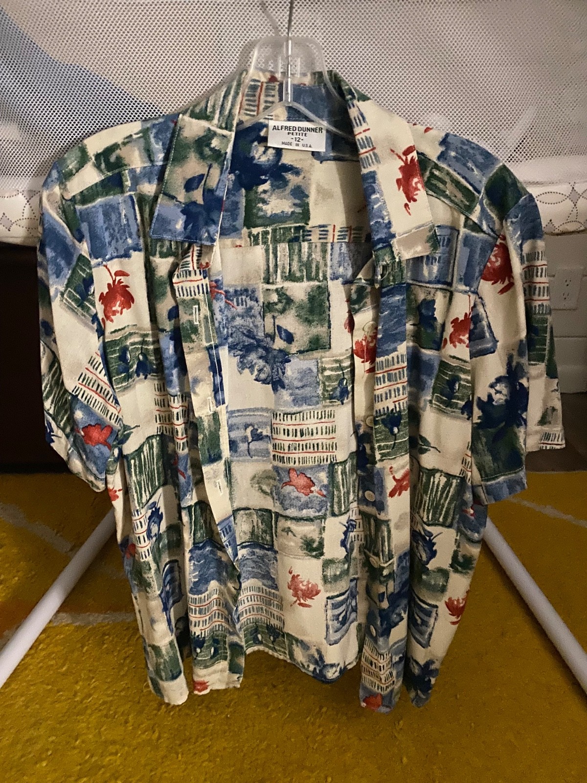 vintage printed short sleeve button up nautical shirt