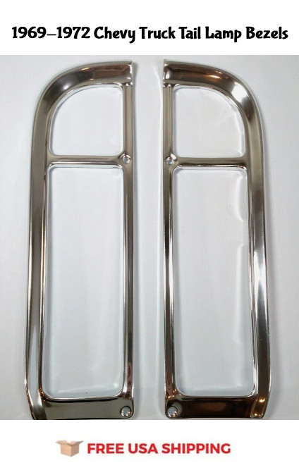 1969-1972 Chevy C / K Series Pair Aluminum Tail Light Trim Bezels Pair